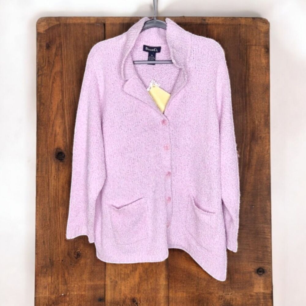 NEW Shimmer Pink Cozy Sweater Comfy Cardigan Sz 2X with Pockets by Denim & Co.